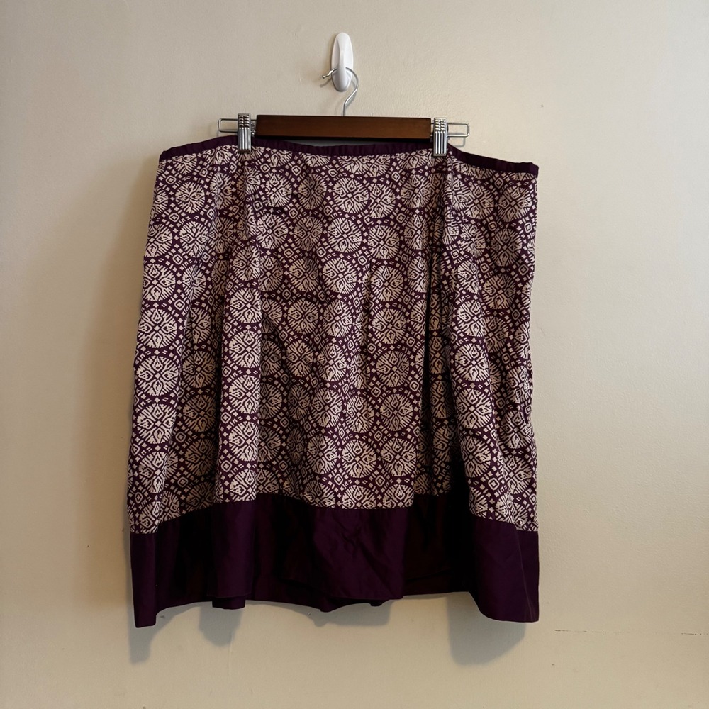 Talbots Women's 22W Purple Geometric Print A-Line Skirt Fall Boho Indie Layers